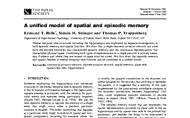 Memory paper unified_model_of_spatial_and_episodic_memory